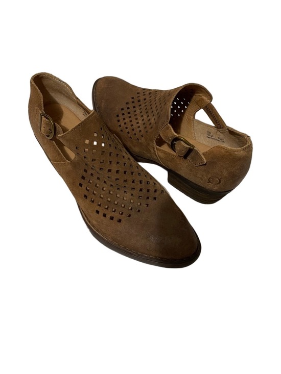 Born Shoes - Born Nanna Brown Suede Perforated Cutout Booties Sz 10M